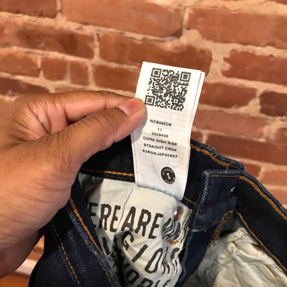 True Religion Cora High Rise Straight Crop Cropped Cuff Jeans Size 23 Dark Wash - Picture 5 of 5